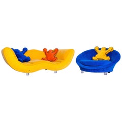 Bretz Laola and Pool Designer Sofa Set Chair Fabric Yellow and Blue