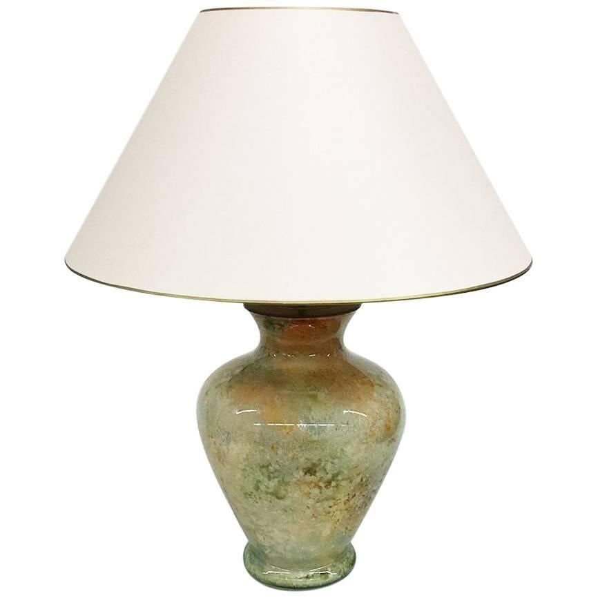 French Marbled Art Glass Table Lamp by Lacquer Line, 1970s For Sale