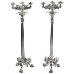 Large Pair of Elegant Silver Plated Neoclassical Candelabra, 20th Century