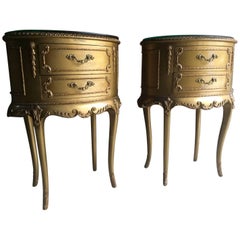 French Louis XV Bedside Tables Cabinets Rococo Gold 20th Century