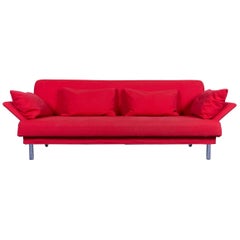 Brühl & Sippold Bed Sofa Red Three-Seat Function Fabric