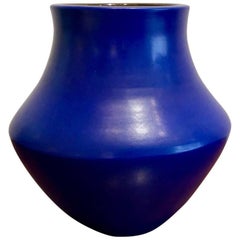 Ceramic Blue Vase by Suzanne Ramie, Atelier Madoura, Vallauris 1950's