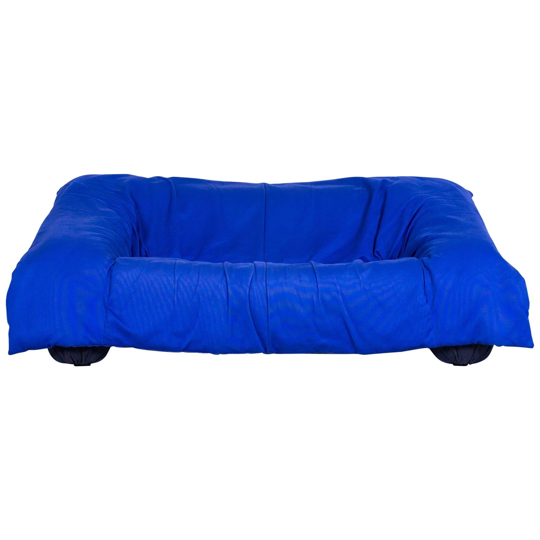 Ligne Roset Fabric Flou Flou Sofa Blue Two-Seat Couch