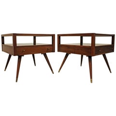 Retro Pair of Mid-Century Modern American of Martinsville Walnut End Tables