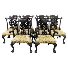 Bel ensemble de dix chaises de salle à manger de style Chippendale de la fin du XIXe siècle