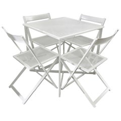 Vintage Five-Piece Patio Dining Set in White