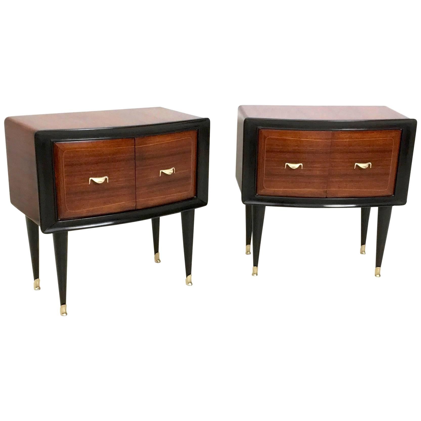 Pair of Wooden Nightstands, Italy, 1950s