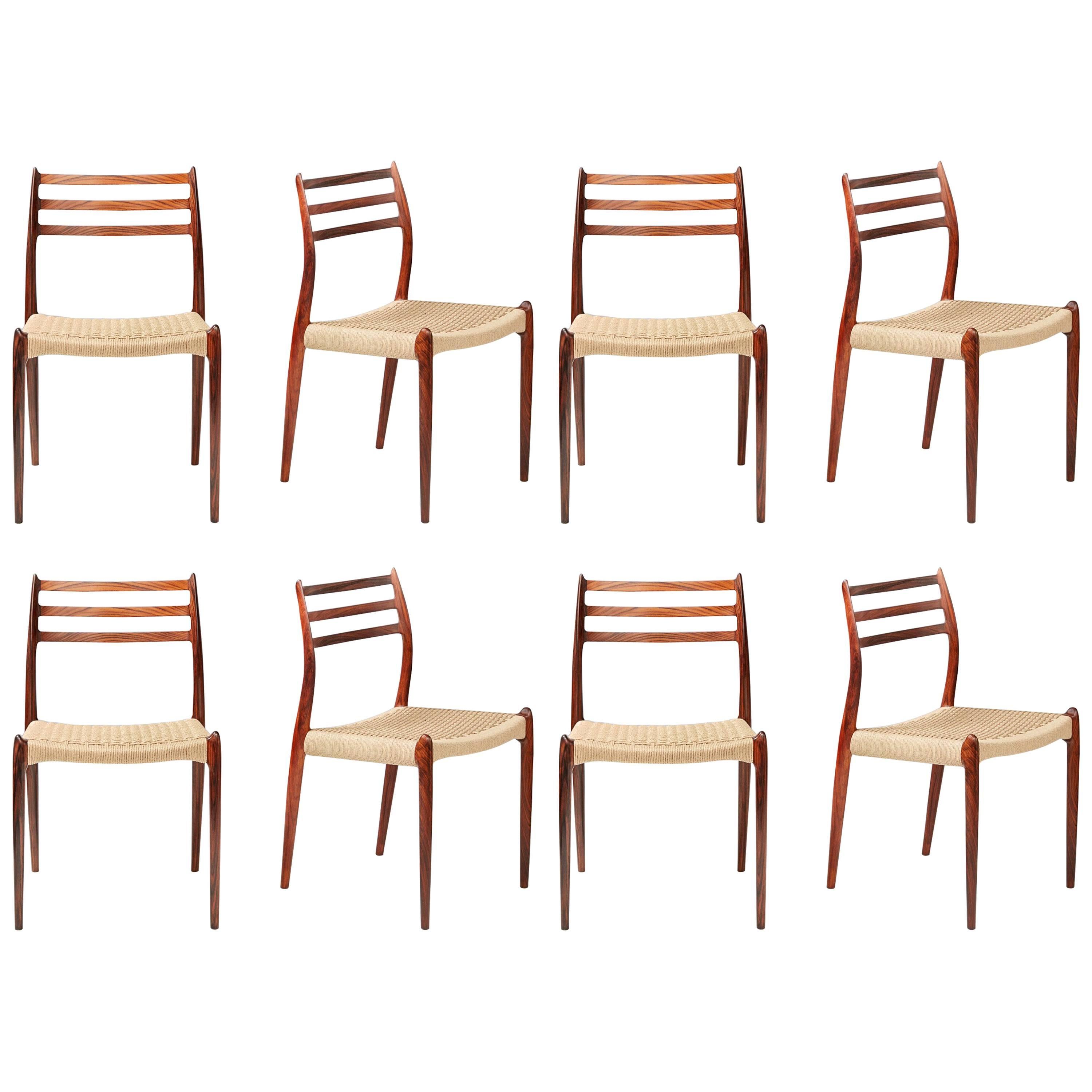 Niels Møller Model 78 Rosewood Papercord Chairs