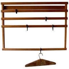 Carl Auböck Vintage 1950s Wall-Mounted Wardrobe with Five-Hooks and Coat Hanger