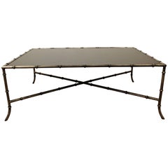 Maison Baguès Style Faux Bamboo Iron Glass Top Coffee Table