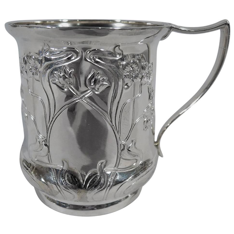 Antique English Art Nouveau Sterling Silver Baby Cup