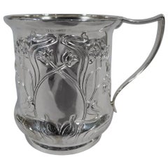 Antique English Art Nouveau Sterling Silver Baby Cup