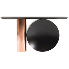 Tambour Console, in Hammered Copper and Black Lacquered Metal by POOL