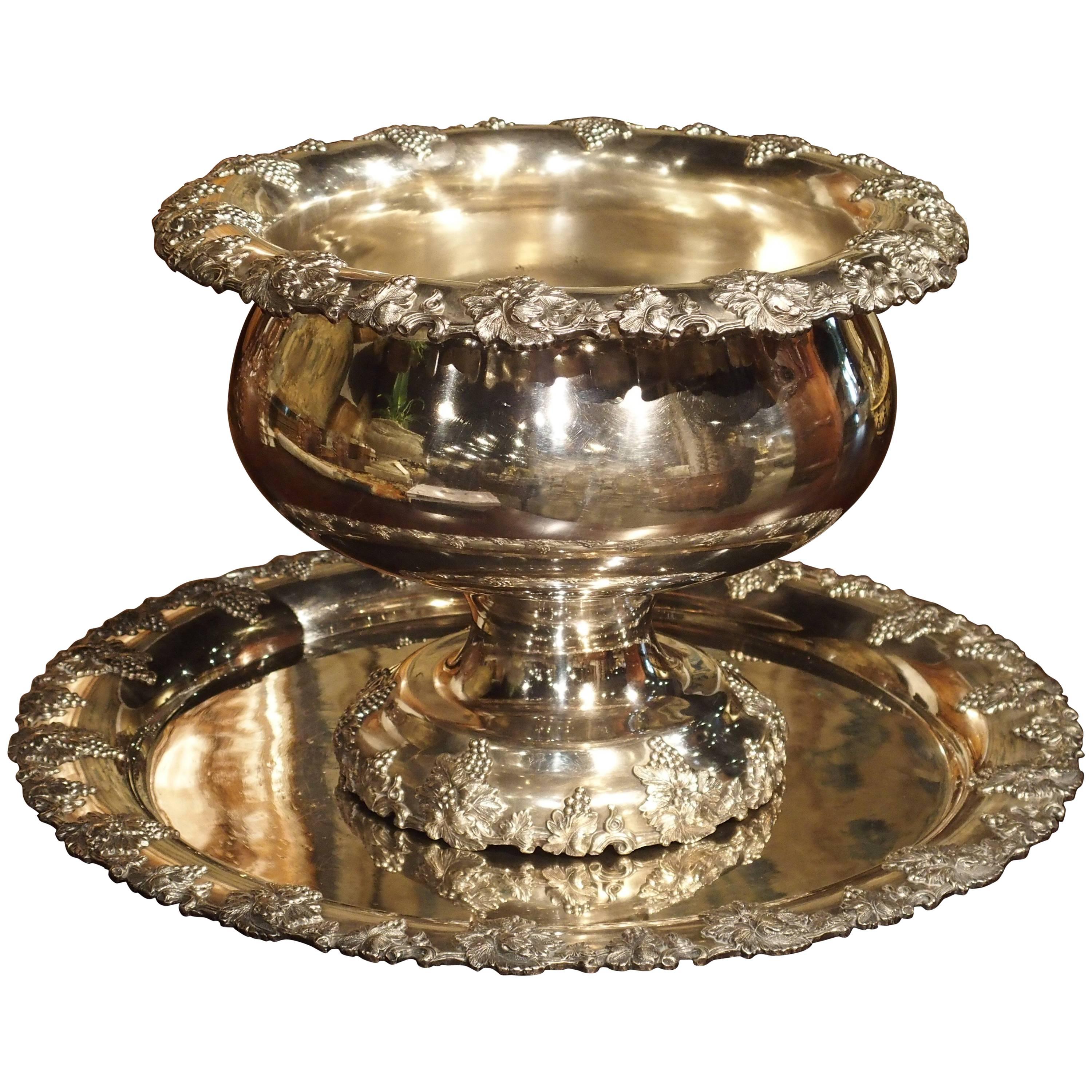 Silver Plated Punch Bowl and Tray, circa 1900