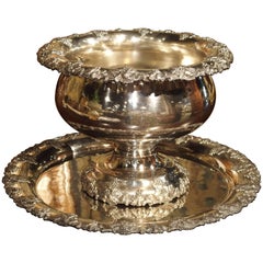 Antique Silver Plated Punch Bowl and Tray, circa 1900