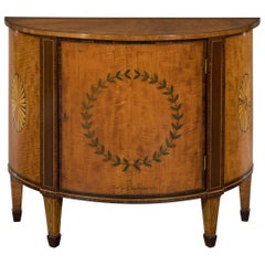Early George III Period Elegant 18th Century Satinwood Demilune Commode
