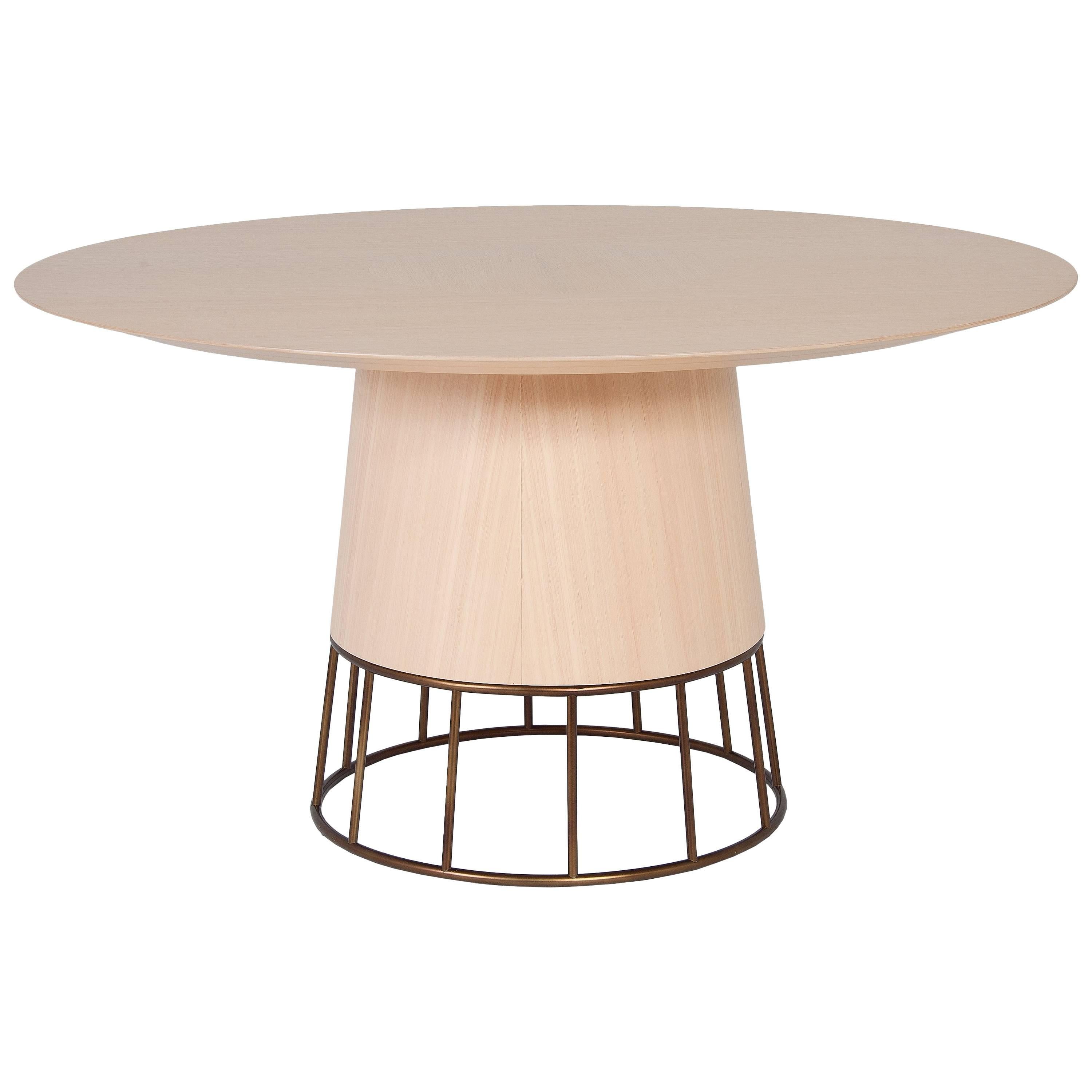 Barril Brazilian Contemporary Wood and Metal Dining Table by Lattoog