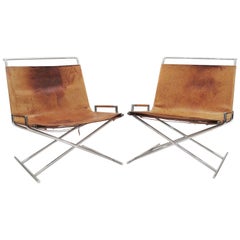 Ward Bennett Leather Sled Chairs