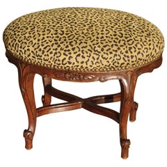 Small Louis XV Style Walnut Wood Stool from France