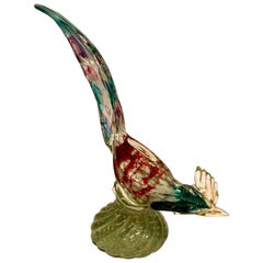 Albarelli 1950 Multi-Color Cock in Murano Glass with Gold Leaf