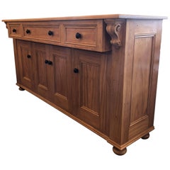 Vintage Custom English Country Pine Credenza