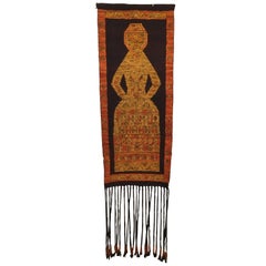 Vintage Figural Woven Wall Hanging Tapestry