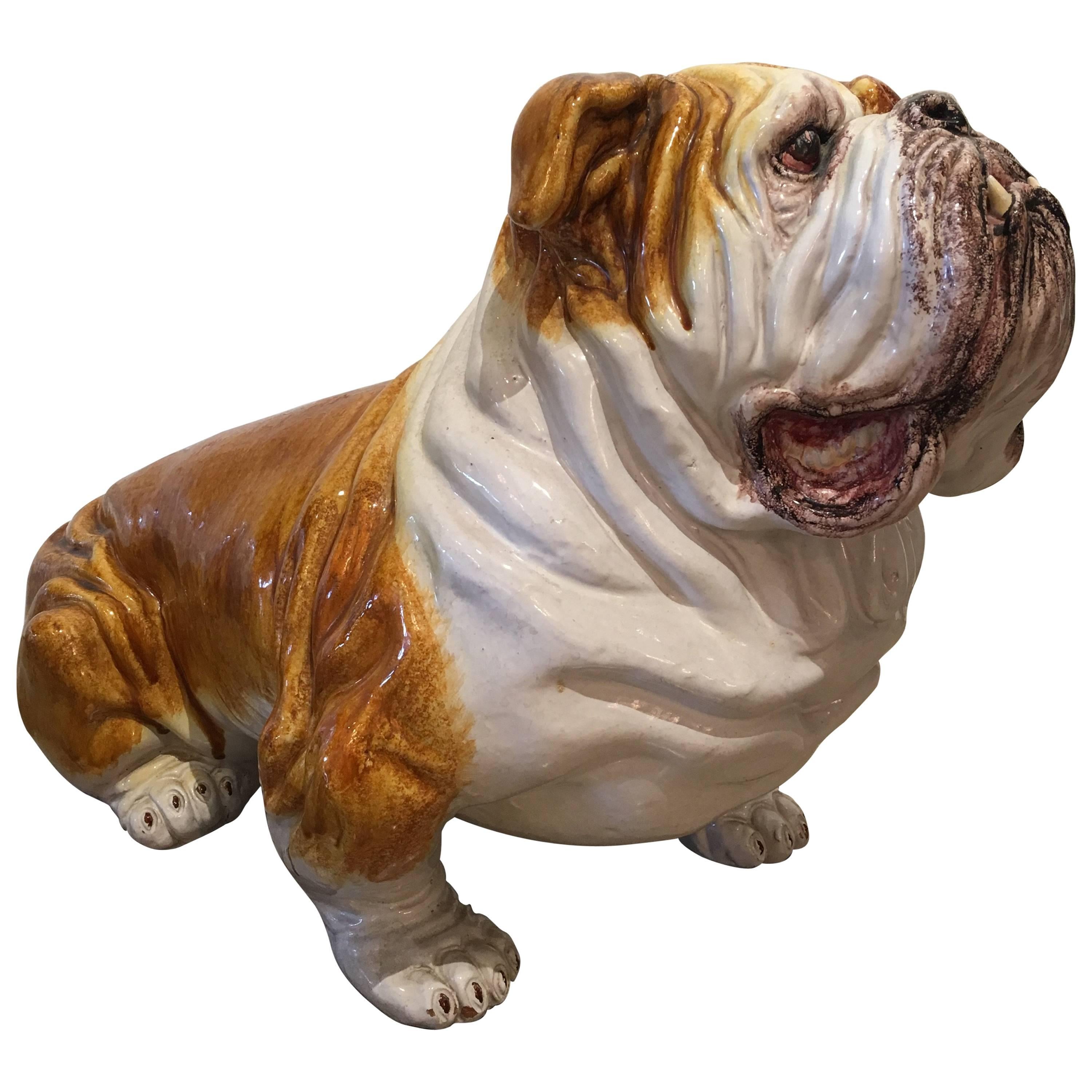 Vintage Italian Ceramic Bulldog Sculpture