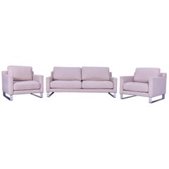 Rolf Benz Ego Designer Fabric Cord Sofa Set Crème White Two-Seat