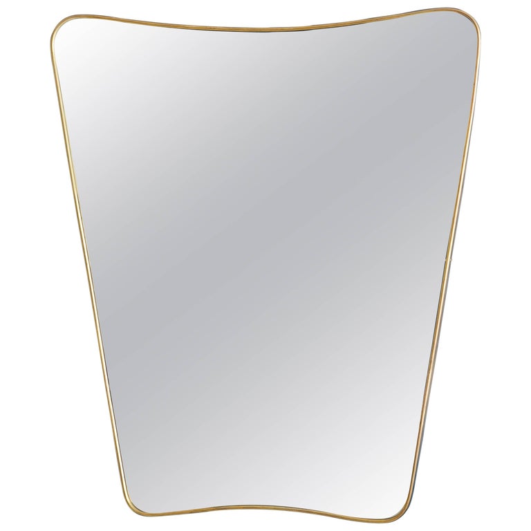 Vintage Italian Brass Mirror For Sale