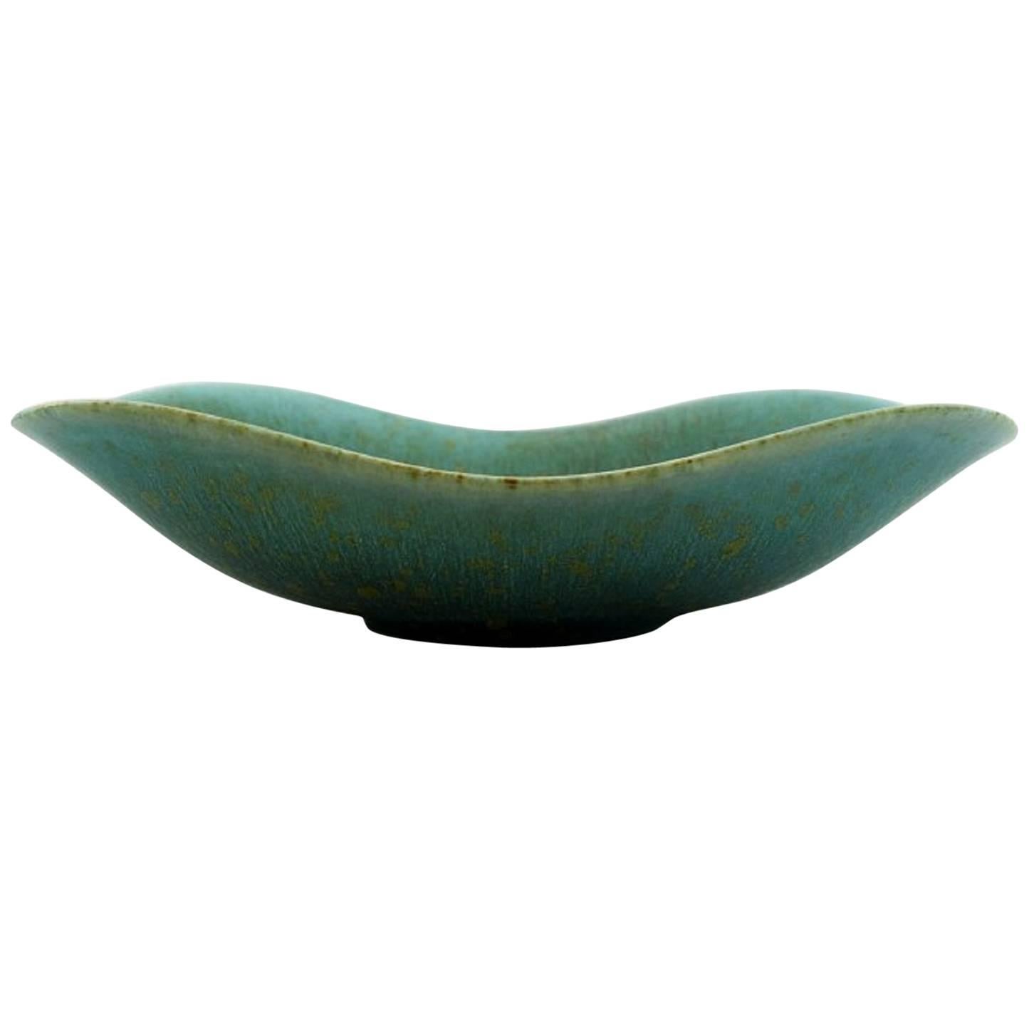 Rörstrand / Rorstrand Gunnar Nylund Bowl, Beautiful Green Speckled Glaze