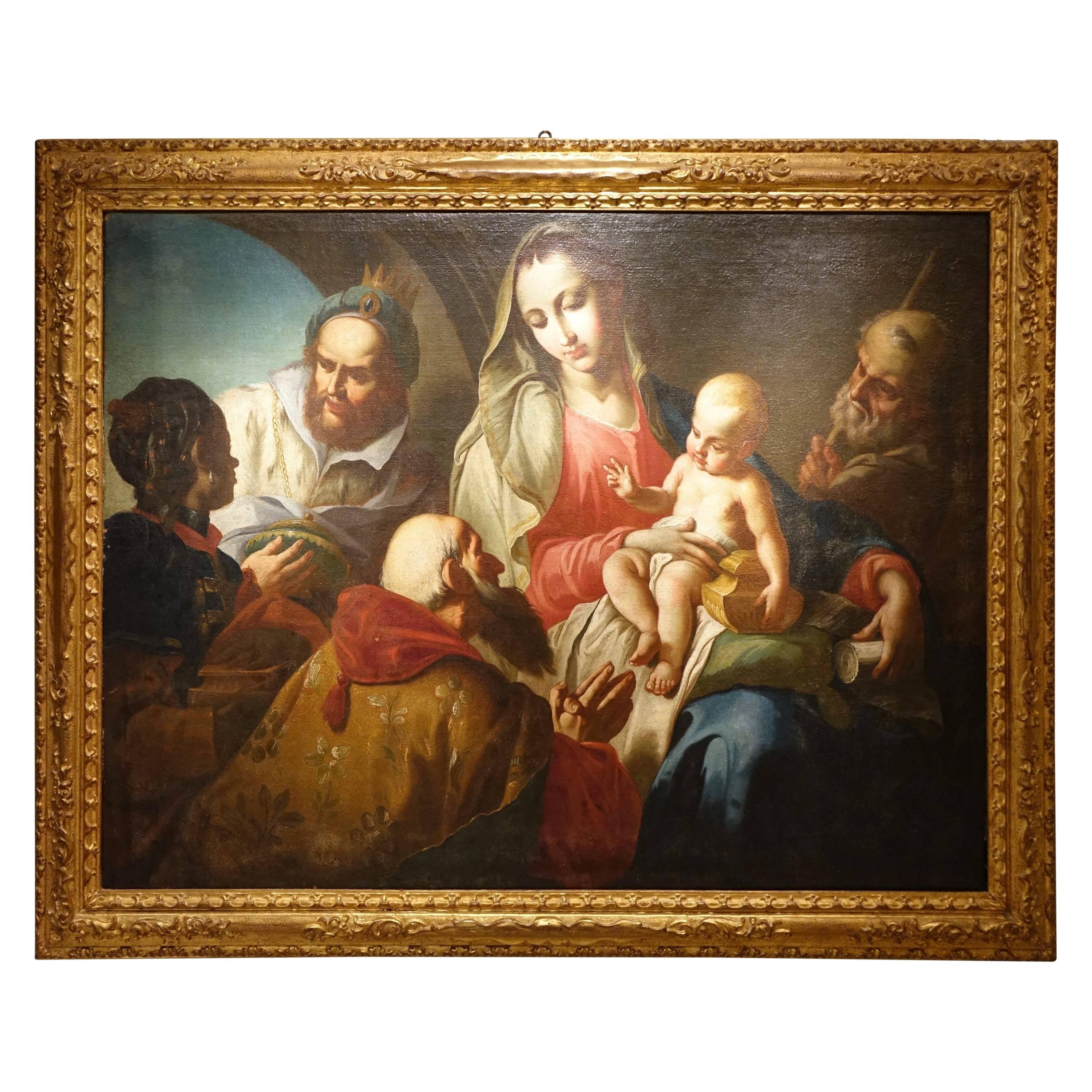 Adoration of the Magi, An  Early 18th Century Venetian School Painting  For Sale