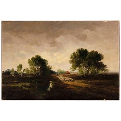 20th Century Oil on Canvas  Dutch Signed Landscape Painting, 1950