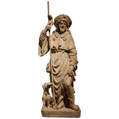 Saint Roch or Rocco, Unique Original Terracotta Statue, France, 18th Century