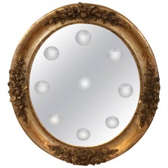 Glamorous Ornate French Giltwood and Bullseye Mirror