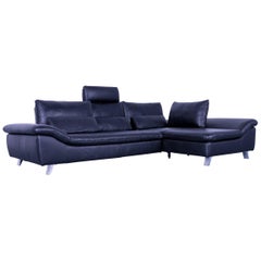Ewald Schillig Dragon Designer Corner Sofa Black Leather Couch Modern