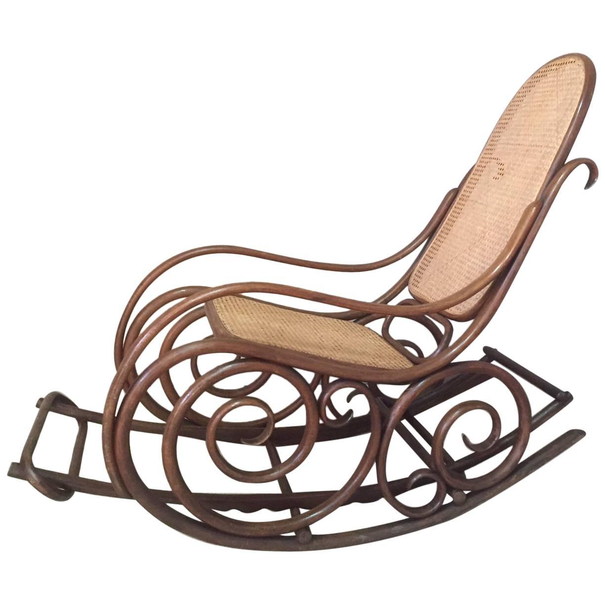 Early 20th Century, Thonet Caned Rocking Chair