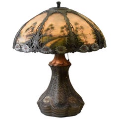 Antique Jefferson Reverse Painted Lamp