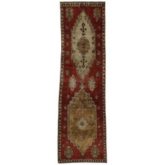 Vintage Turkish Oushak Runner, Hallway Runner