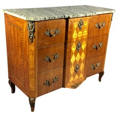 Early 1900s Swedish Dresser with Intarsia and Marble Top