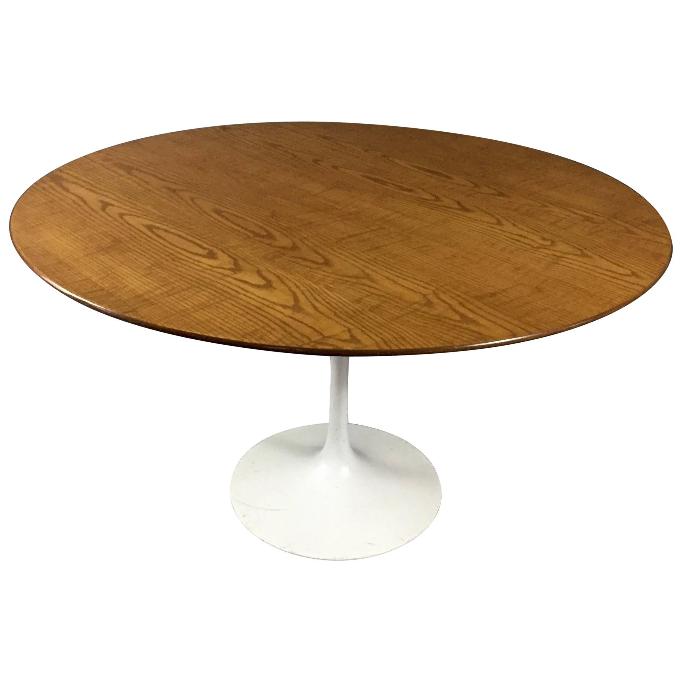 20th Century Oak Dining Table, Tulip Base For Sale