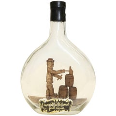20th Century Glass Calvados Decorative "Ship in a Bottle" and Decanter