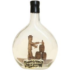 Used 20th Century Glass Calvados Decorative "Ship in a Bottle" and Decanter