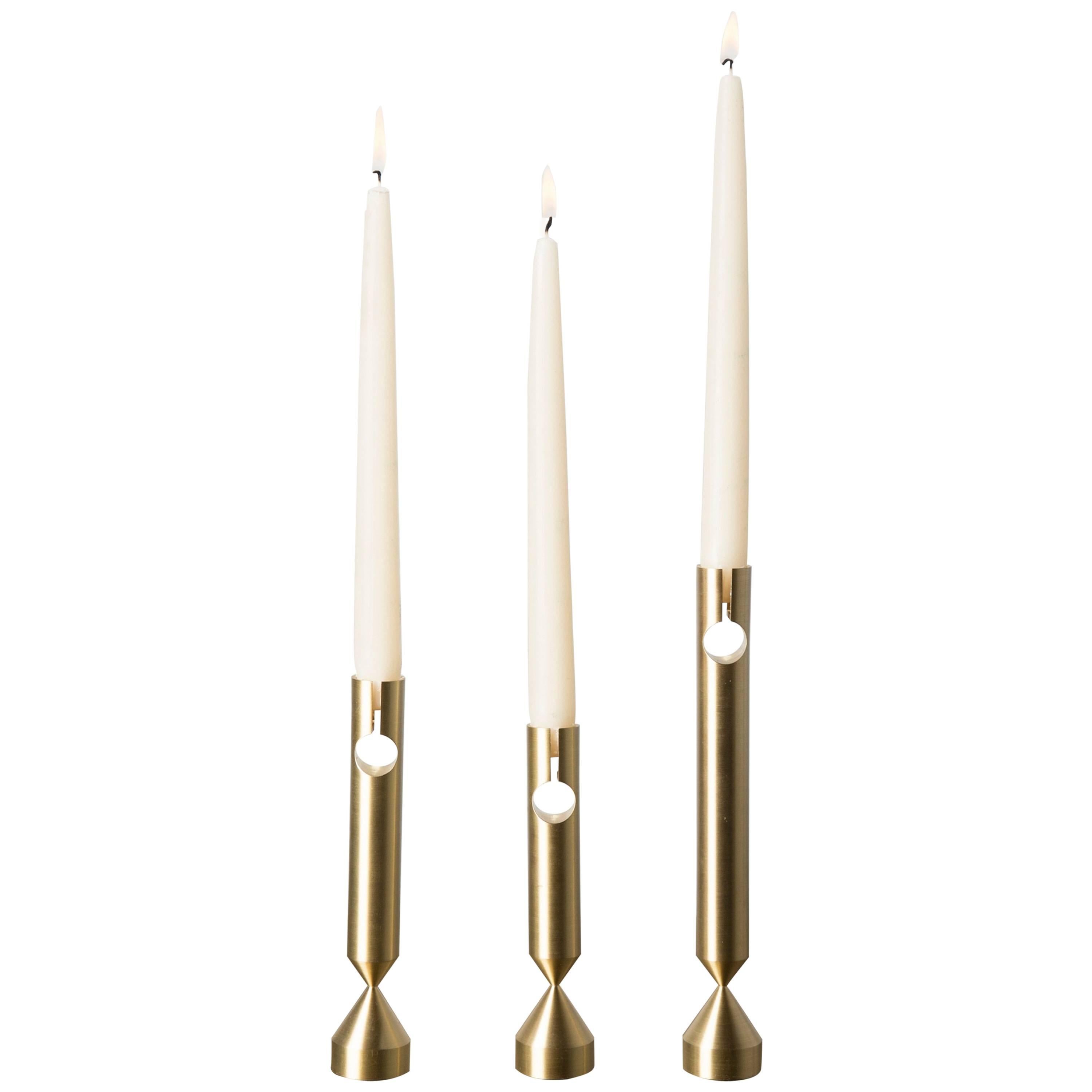 Pillar Candlesticks with Three Sizes, Handcrafted in Chicago For Sale