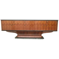 Wooden Sideboard with a Green Alps Marble Base, Italy, 1950s