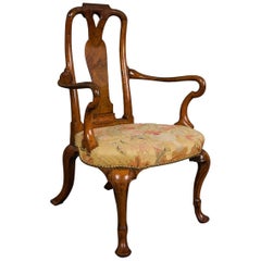 George I Walnut Shepherd’s Crook Armchair