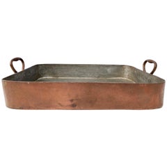 Retro Professional Tined Copper Rectangular Roasting Pan "Braisière"