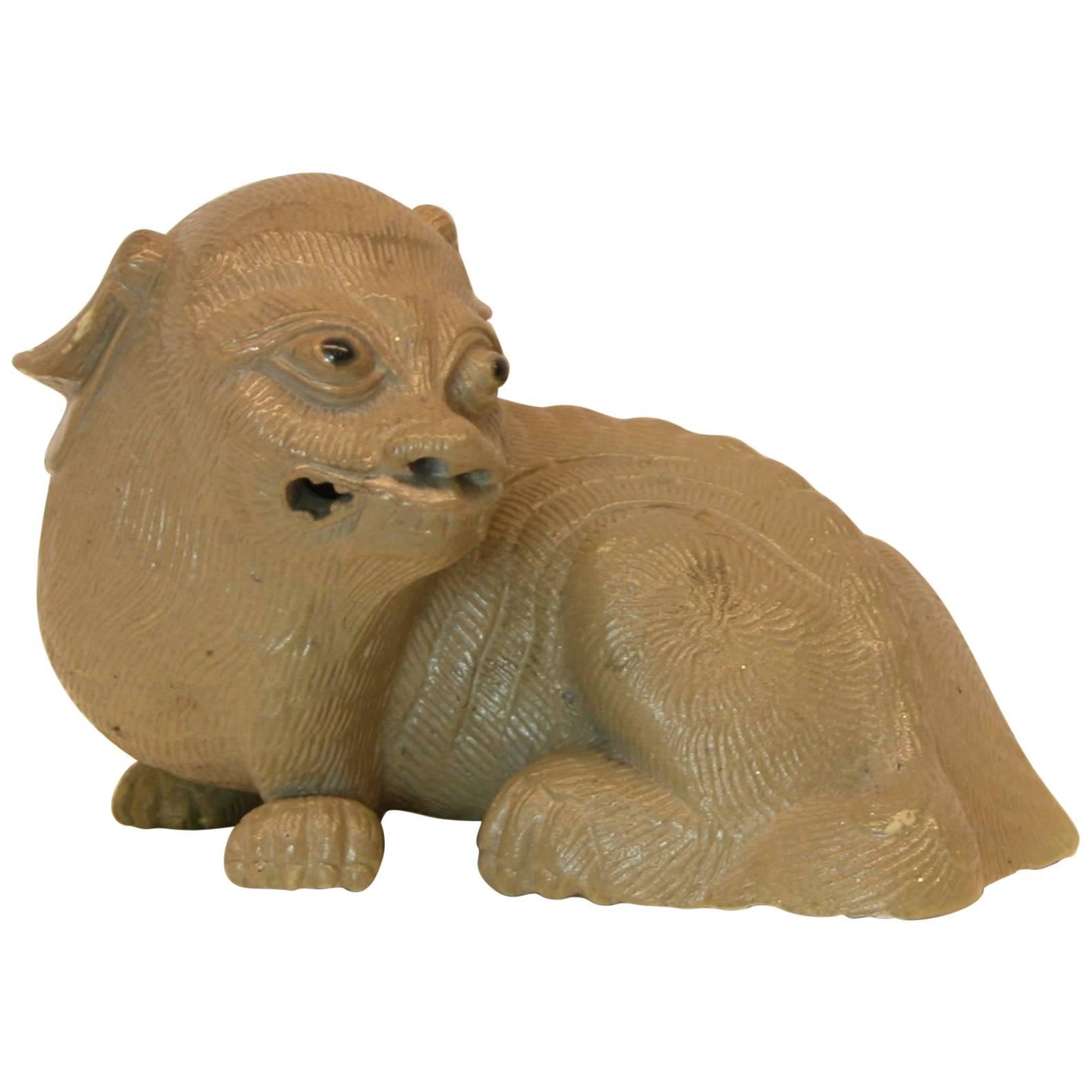 Chinese Shiwan Pottery Ornamental Guardian Lion, Mid-20th Century For Sale
