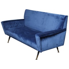 Custom Blue Velvet Settee