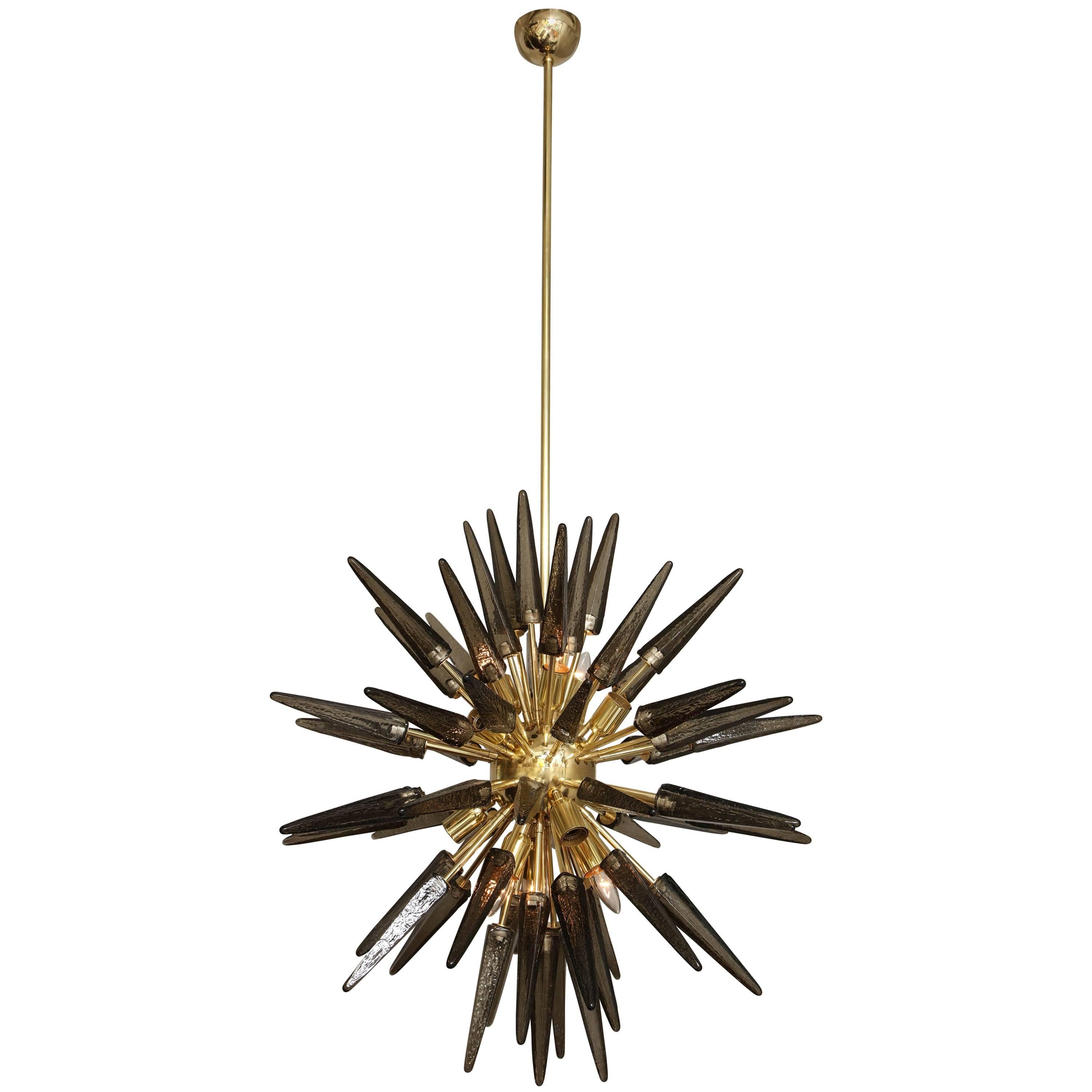 Custom Smoke Murano Glass Spike Sputnik Chandelier