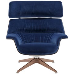 Saint Luc 'Coach' Lounge Chair with Headrest in Navy by J.M. Massaud